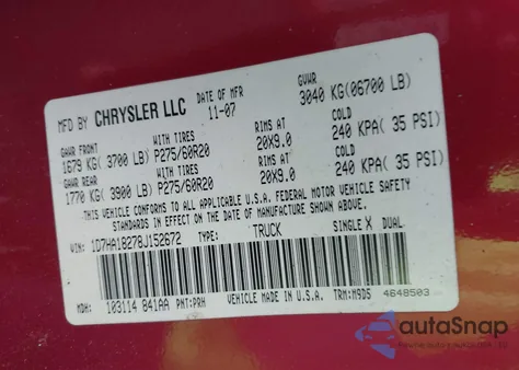 2008 Dodge Ram 1500 Slt from USA, damaged, VIN 1D7HA18278J152672